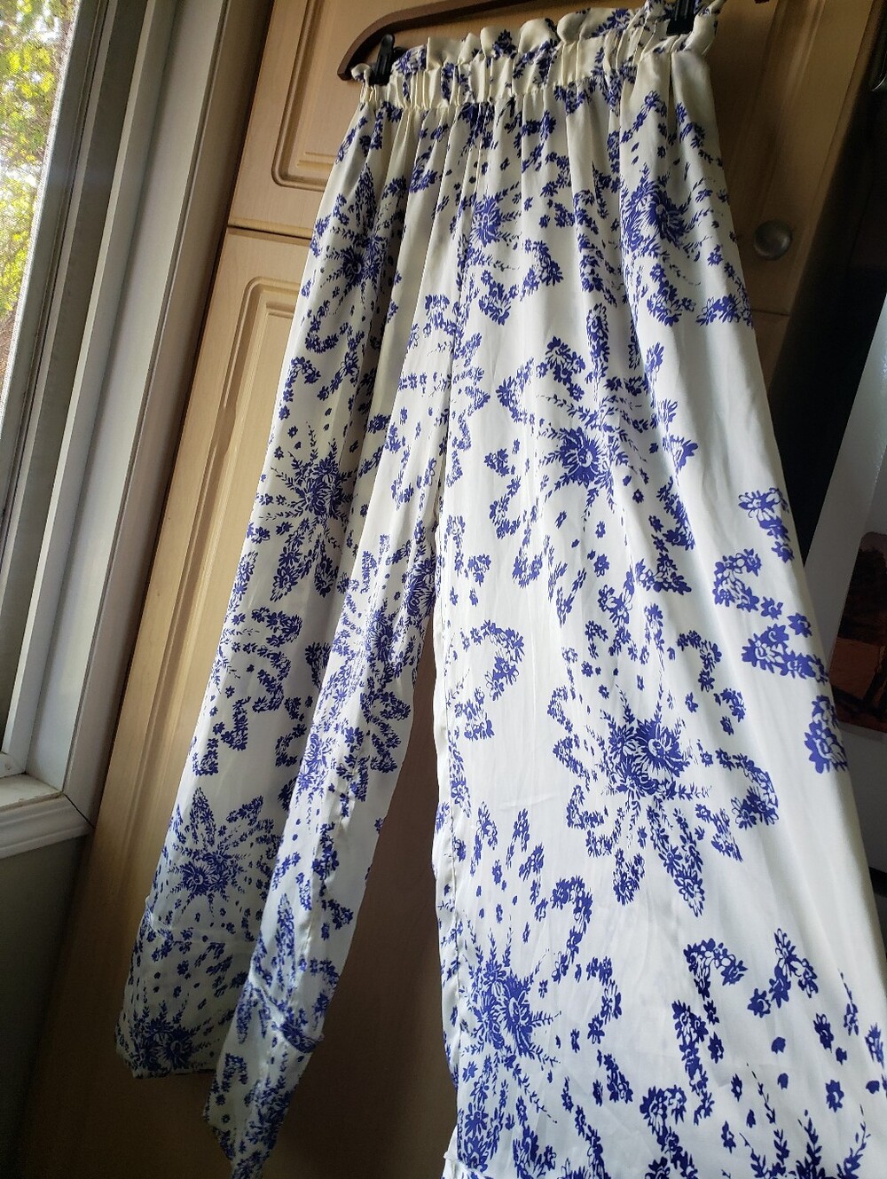 Free People Intimates Wide-Leg Pants with Blue Floral Print